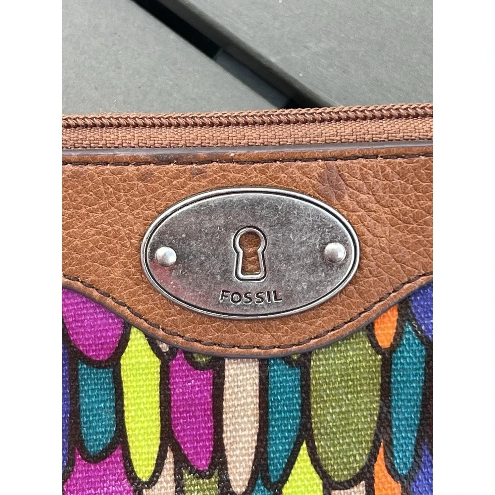 Fossil Wristlet Y2K Boho Retro Festival Colorful Everyday Geometric Wallet